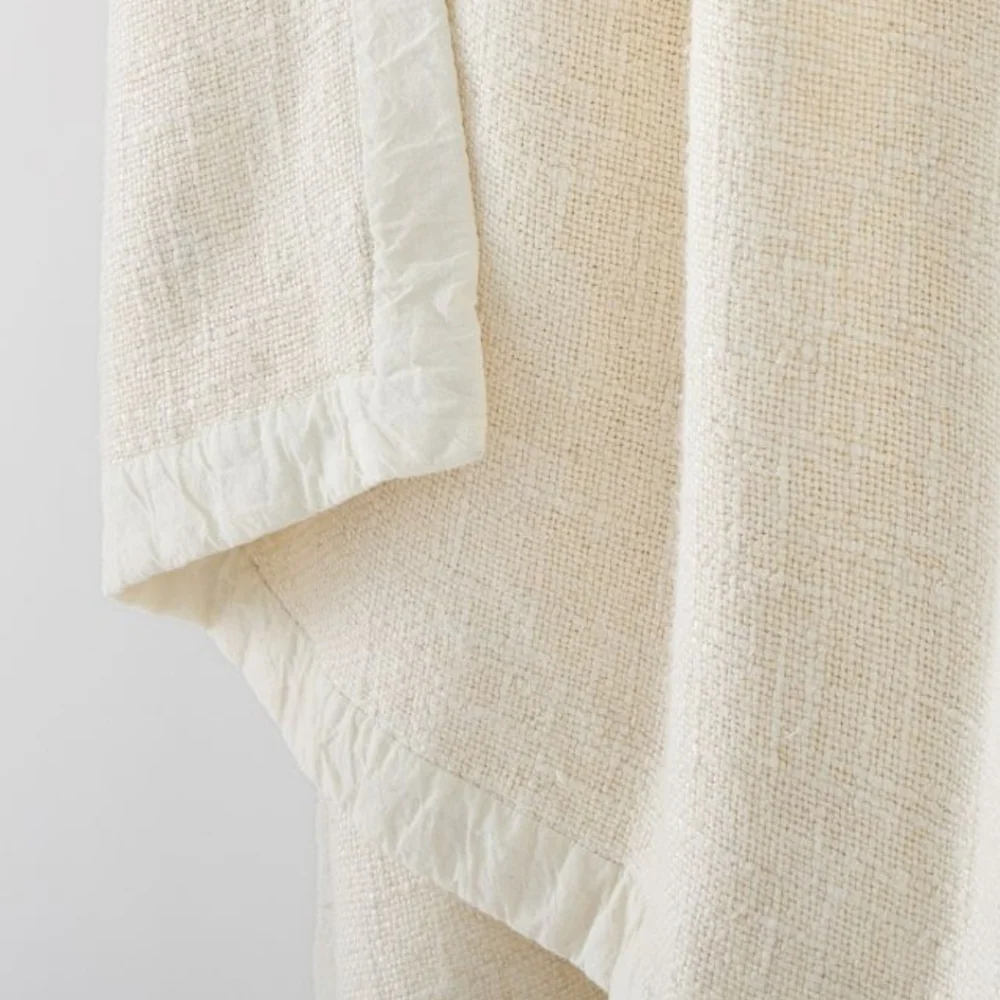 ❤️BUY 2 GET 1 FREE  Viscose Linen Throw, Alabaster, Retail $129